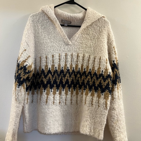 J.CREW JOHNNY COLLAR FAIR ISLE SWEATER BOUCLE’ YARN - Picture 6 of 12